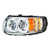 35784 - HIGH POWER 10 LED CHROME HEADLIGHT WITH 6 LED TURN & 100 LED HALO FOR 2008-2023 PETERBILT 389- DRIVER
