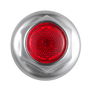 10039 - 33mm X 2" Chrome Steel Reflector Nut Cover With Flange - Red