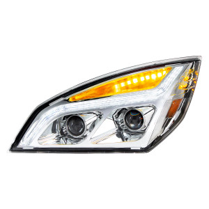 35819 - Chrome LED Projection Headlight With LED Position Light For 2018-2022 Freightliner Cascadia - Driver