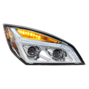35820 - Chrome LED Projection Headlight With LED Position Light For 2018-2022 Freightliner Cascadia - Passenger