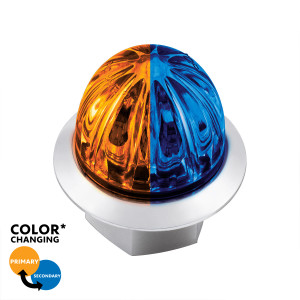 39231 - 2 LED Mini Watermelon Double Fury Light With Clear Lens (Clearance/Marker) - Amber & Blue LED