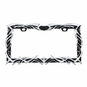 50033 - TRIBAL FLAME LICENSE PLATE FRAME - CHROME