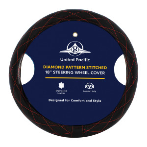 70120 - LEATHER STEERING WHEEL COVER RED