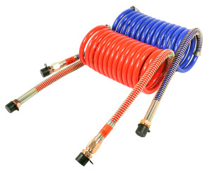 11-715 - COILED AIR HOSE SET, BLUE & RED, 15ft