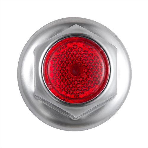 10039 - 33mm X 2" Chrome Steel Reflector Nut Cover With Flange - Red