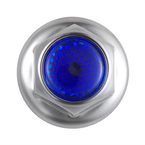 10041 - 33mm X 2" Chrome Steel Reflector Nut Cover With Flange - Blue