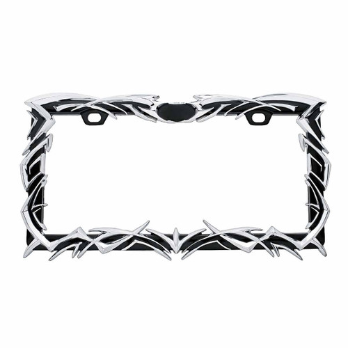 50033 - TRIBAL FLAME LICENSE PLATE FRAME - CHROME