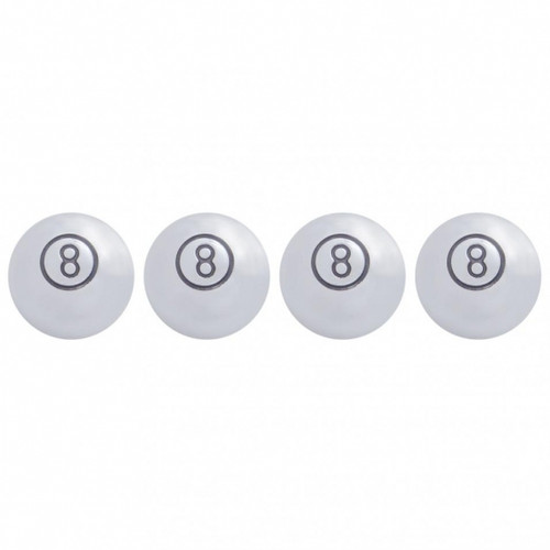 69978 - CHROME VALVE CAPS LARGE 8 BALL (4-PACK)