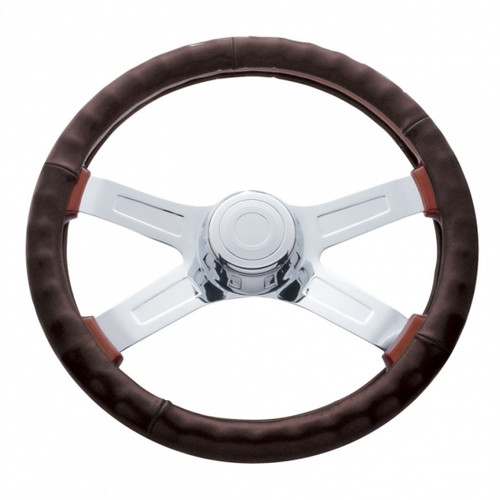 70112 - LEATHER STEERING WHEEL COVER BROWN