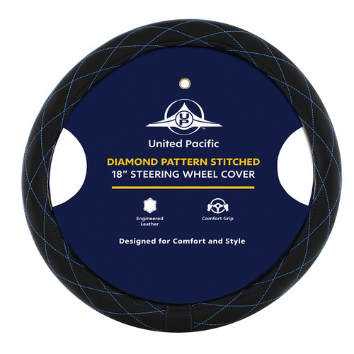 70119 - LEATHER STEERING WHEEL COVER BLUE