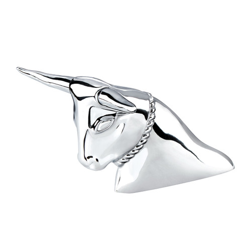 72034 - Die-Cast Long Horn Bull Hood Ornament - Chrome