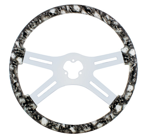 88234 - 18IN WHITE SKULL STEERING WHEE