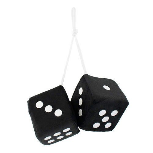 C5038K - 3" X 3" CLASSIC FUZZY DICE, BLACK (PAIR)