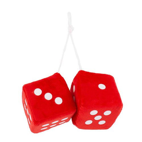 C5038R - 3" X 3" CLASSIC FUZZY DICE, RED (PAIR)