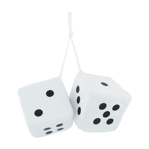 C5038W - 3" X 3" CLASSIC FUZZY DICE, WHITE (PAIR)