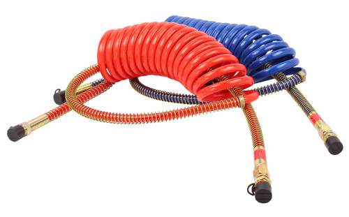 11-740 - COILED AIR HOSE SET, BLUE & RED, 15ft+40in LEAD