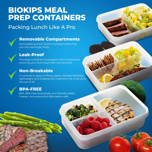 Komax Biokips 37-oz Divided Lunch Containers [3-Pack] 