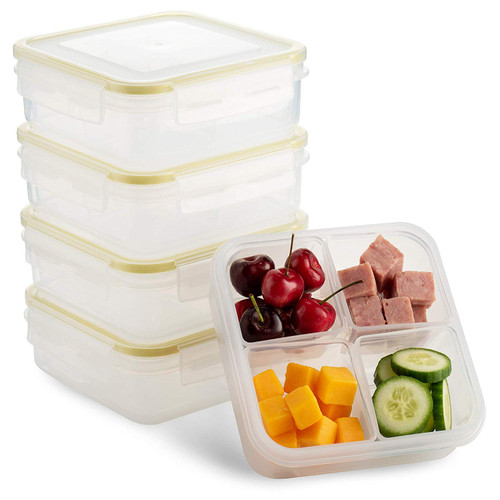 Komax Biokips 4 Compartment Lunch Containers [Set-of-5] 
