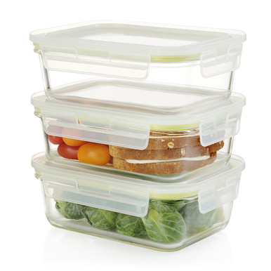 Komax LOOK square sealable glass food storage container 650 ml (22 fl.oz.)