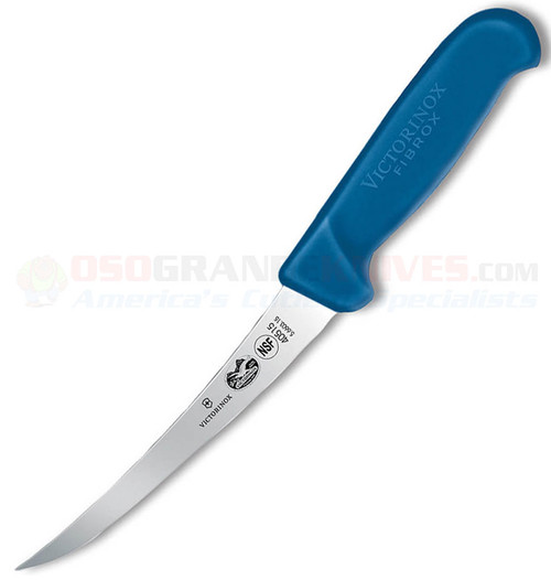 Victorinox 40450 CURVED BONING KNIFE W/ 6" SEMI-STIFF BLADE, HIGH CARBON STEEL, BLUE HANDLE