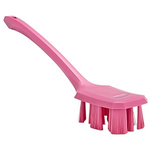 REMCO 41961 VIKAN UST LONG HANDLE SCRUBBING BRUSH- STIFF, PINK