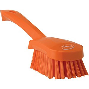 REMCO VIKAN 41927 SHORT HANDLE SCRUBBING BRUSH- STIFF, ORANGE 