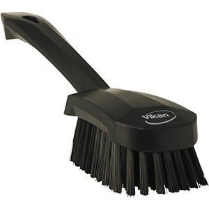 REMCO VIKAN 41929 SHORT HANDLE SCRUBBING BRUSH- STIFF, BLACK