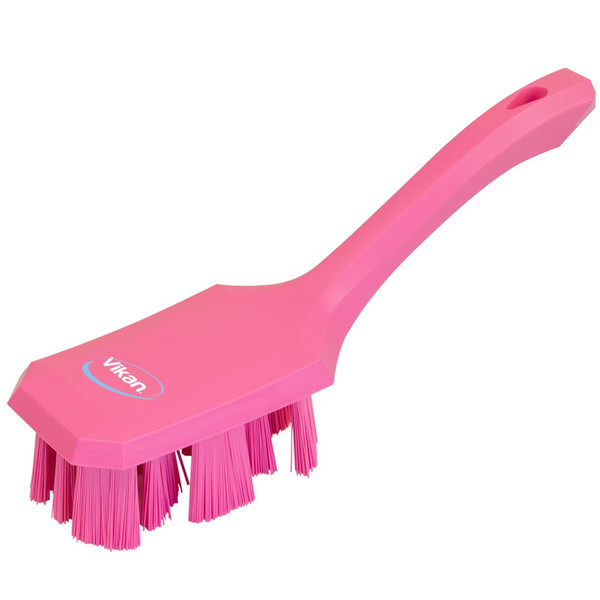 REMCO 41791  VIKAN UST SHORT HANDLE SCRUBBING BRUSH- STIFF, PINK