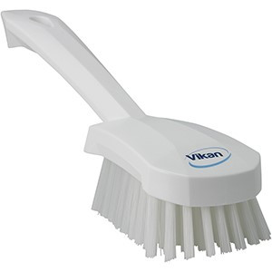 REMCO VIKAN 41925 SHORT HANDLE SCRUBBING BRUSH- STIFF, WHITE