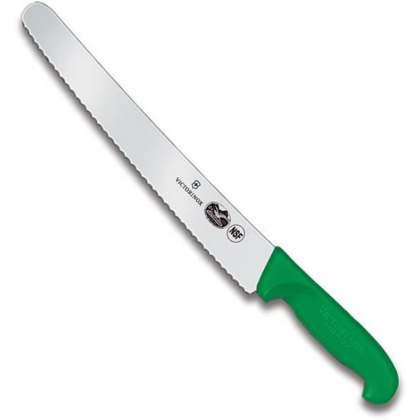 Victorinox 40483 BREAD KNIFE W/ 10.25" BLADE, WAVY EDGE, GREEN HANDLE