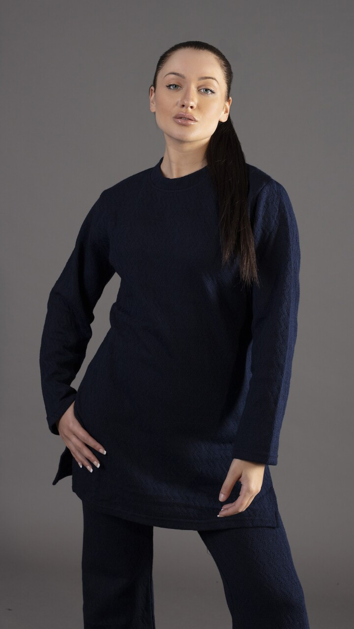 Simrans Piece Knitted Co Ords Set Navy Blue Winter Collection