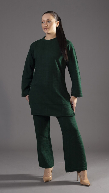 Simrans | 2 Piece Knitted Co Ords Set | Bottle Green | Winter Collection