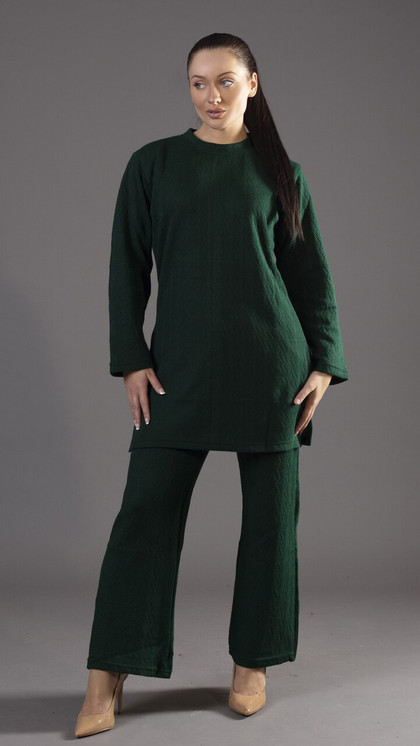 Simrans | 2 Piece Knitted Co Ords Set | Bottle Green | Winter Collection