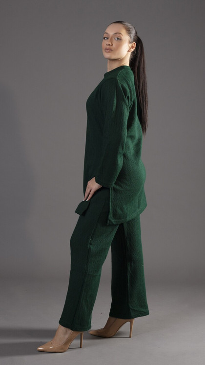Simrans | 2 Piece Knitted Co Ords Set | Bottle Green | Winter Collection
