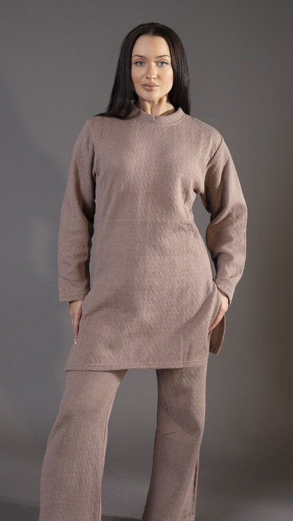 Simrans | 2 Piece Knitted Co Ords Set | Beige | Winter Collection