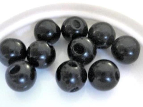 Black 8mm button round vintage lucite beads