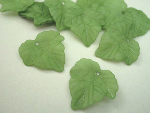 Frosted Green 24mm Maple Leaf Acrylic Beads