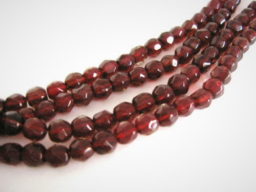 Red 6mm Faceted Round Glass Beads