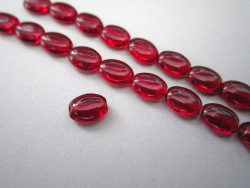 Red Oval Glass Beads - 75 Pieces