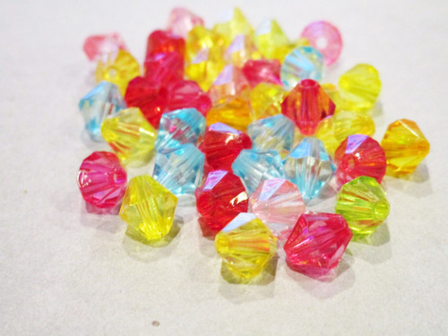 Transparent assorted 6mm faceted bicone acrylic beads