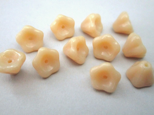 Opaque butterscotch brown 8x6mm bell flower Czech beads