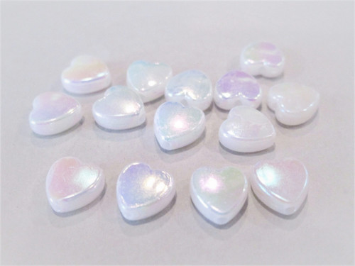 White ab 8mm heart acrylic beads
