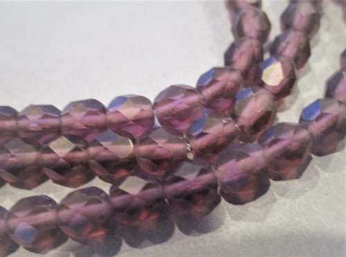 Matte amethyst purple 6mm faceted round Czech glass beads