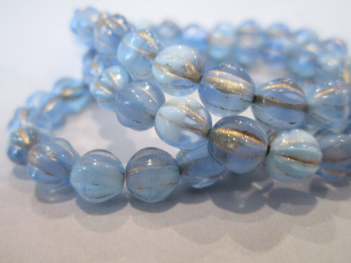 Blue cornflower bronze 6mm melon Czech glass beads