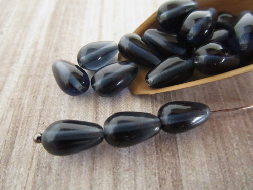 Montana blue 10x6mm teardrop Czech glass beads