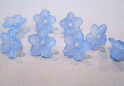 Light blue 10x5mm bell flower acrylic beads