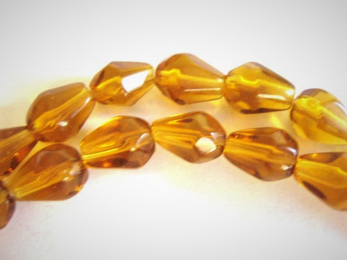 Topaz brown 7x10mm faceted teardrop glass beads