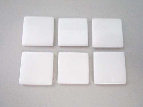 White 21mm square vintage lucite cabochon