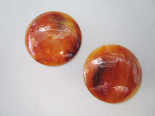 Brown marble 30mm round vintage lucite cabochon