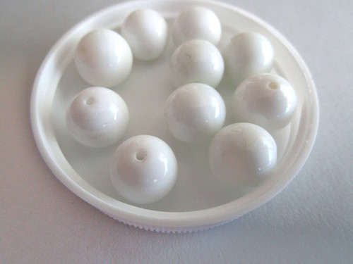 White 12mm round vintage Japan glass beads